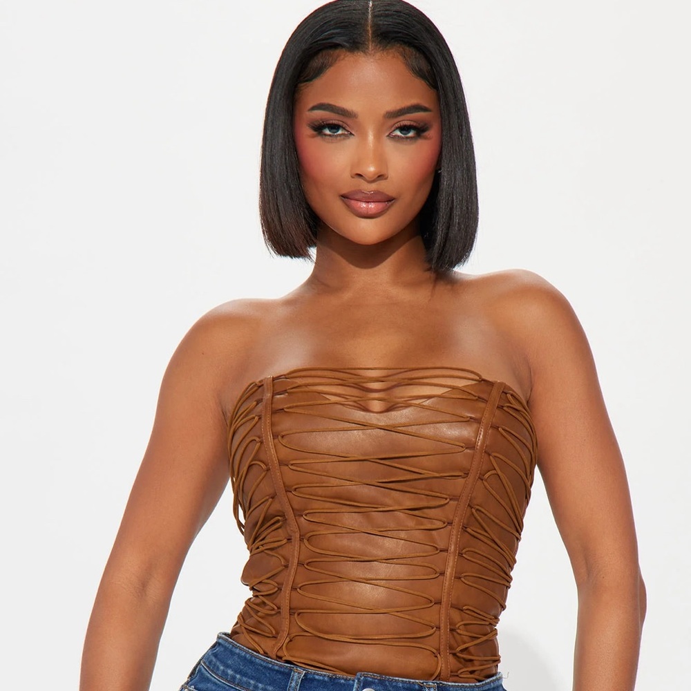 Never Complicated Faux Leather Corset Top